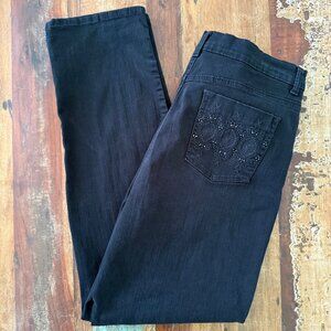 Gloria Vanderbilt Black Amanda Stretch Jeans Embellished pockets Size 16